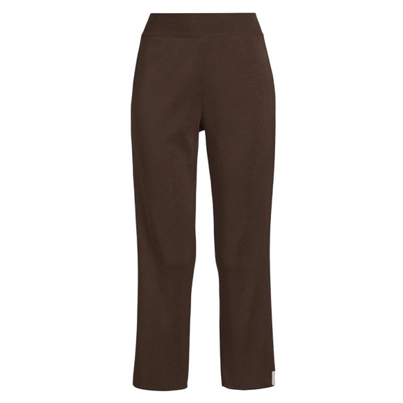 Ming Wang Womens XL Brown Acrylic Knit Straight Leg Pants Elastic Waist Career